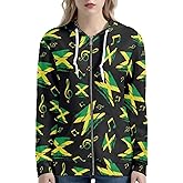 Irisjudy Women's Classic-Fit Hoodies Island Tribal, Butterflies,Music Notes Print Fall Jacket Oversized Sweatshirts XS-5XL