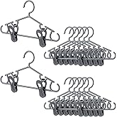 Hsei 5/10/40 Pack Baby Hangers with 10/20/80 Clips, Plastic Kids Pants Hangers for Nursery Closet Top and Bottom Clothes Hanger Set for Newborn Infant Toddler(30 Packs Total,Gray,10.6 Inch)