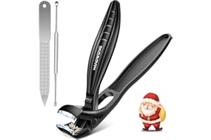 HANDWENG Toenail Clippers for Seniors Thick Toenails, Mens Stocking Stuffers 2025 Angled Head Large Toe Nail Clippers for Men with Catcher, Heavy Duty Sharp Fingernail Clipper with Long Handle, Wide Jaw