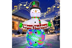 zukakii 7FT Christmas Inflatables Decorations with Built-in Music & 360° Rotation Colorful Projector LED Light Snowman Christmas Blow Up Yard Decorations Indoor Outdoor Christmas Decorations Decor