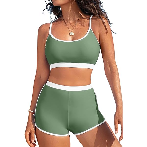 Arnsht Women Fashion Print Two Piece Swimsuit Tummy Control Bathing Suits Swimsuit With Skirt Front Lace Up High Waisted Bikini Sets Yellow Xxxxxl