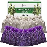 Professor Killamoth Cedar Chips and Lavender Sachets (20 Pack) - Stop Clothes Damage - Cedar and Lavendar Home Fragrance Sachets for Drawers and Closets