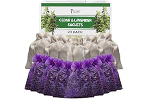 Professor Killamoth Cedar Chips and Lavender Sachets (20 Pack) - Stop Clothes Damage - Cedar and Lavendar Home Fragrance Sachets for Drawers and Closets