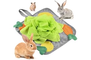 LOPERDEVE Rabbit Foraging Mat, Rabbit Toy 11.8"x11.8" Rabbits Snuffle Mat Machine Washable Polar Fleece Funny Interactive Nos
