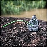Aquarium Mini Fisherman Statue Japanese Little Fishing Figurines for Fairy Garden Aquarium Pond Bonsai Fish Tank Accessories 