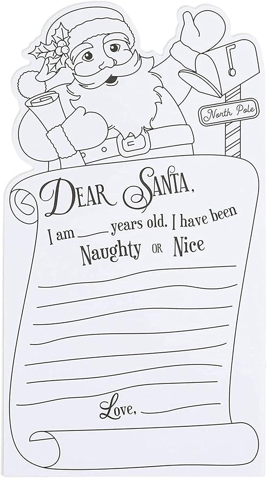 Amazon Co Jp クリスマス塗り絵カード 子供用 サンタクロースへの手紙 7 X 13インチ 48枚 文房具 オフィス用品