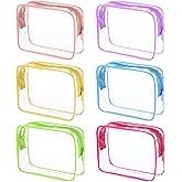 6 Packs Clear Cosmetics Bags for Women Men Waterproof Toiletry Bags PVC Makeup Bags Organizer Case with Zipper for Travel Bathroom (6 Mixed Colors)