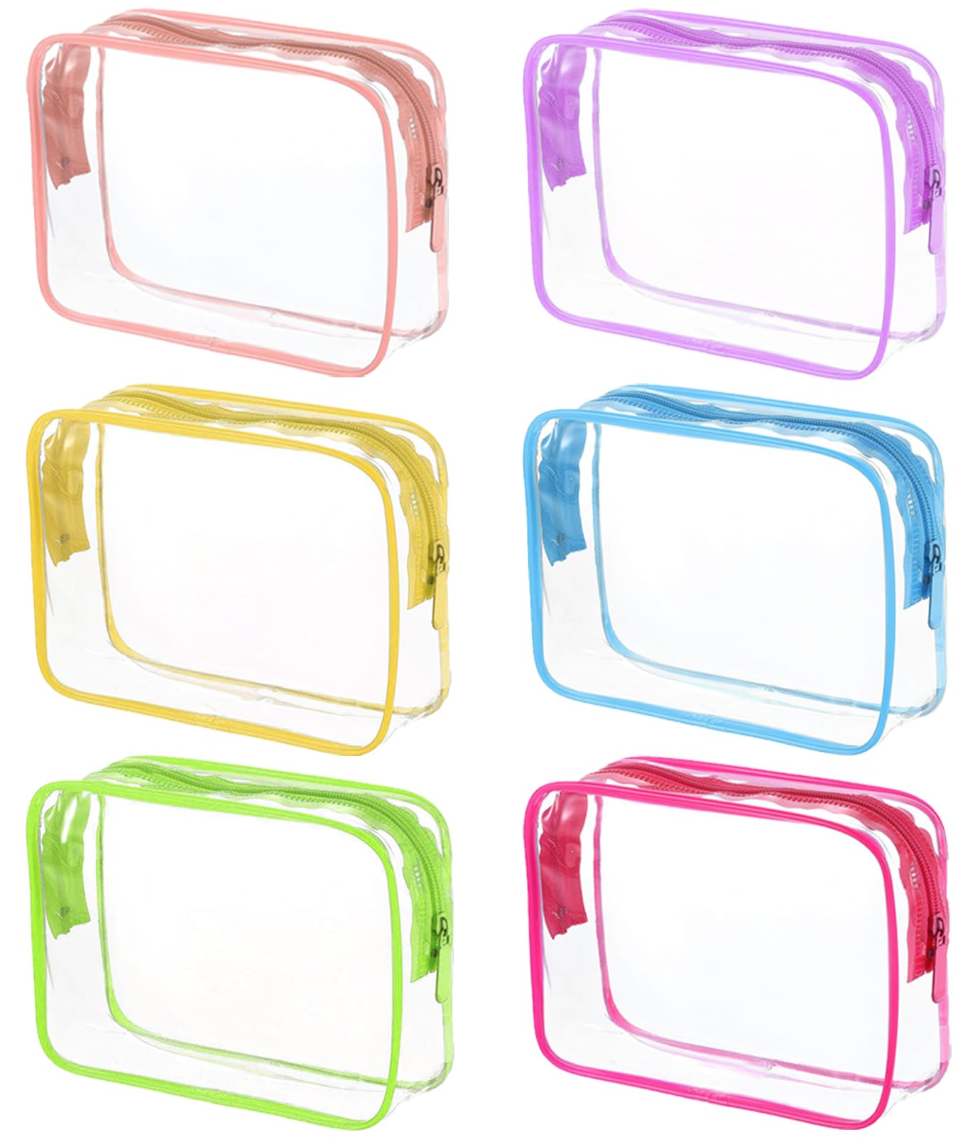 Photo 1 of 6 Packs Clear Cosmetics Bags for Women Men Waterproof Toiletry Bags PVC Makeup Bags Organizer Case with Zipper for Travel Bathroom (6 Mixed Colors)