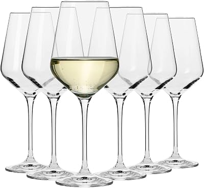 Krosno Large White Wine Glasses Set of 6 390 ml Avant-Garde Lead-Free Crystal