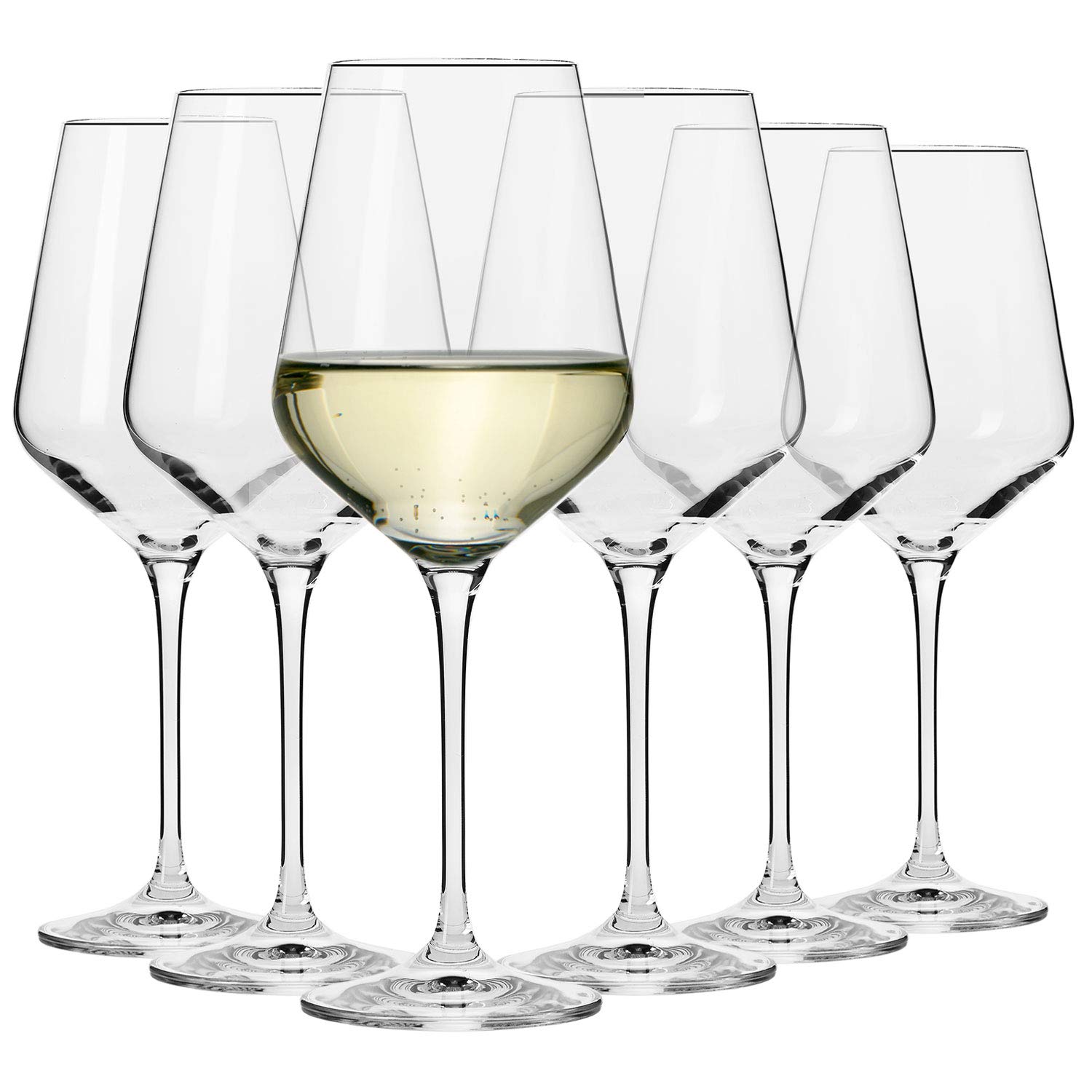Krosno Large White Wine Glasses | Set of 6 | 390 ML | Avant-Garde Collection | Lead-Free Crystal Glass | for Home, Restaurants & Parties | Dishwasher Safe