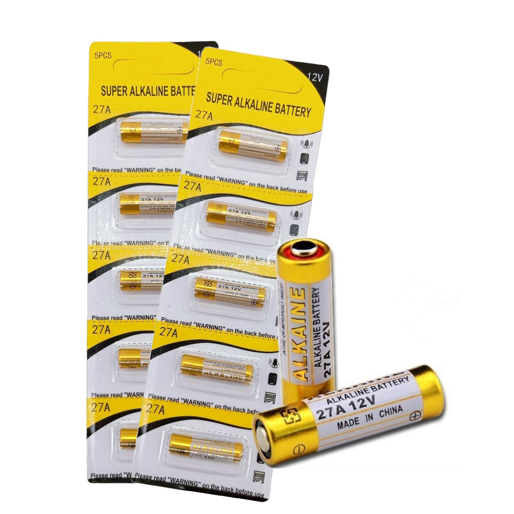 Cotchear 10Pcs 12V 27A Alkaline Battery 27A 12 Volt Batteries 27A 12V 21/23 E23A Alkaline Batteries