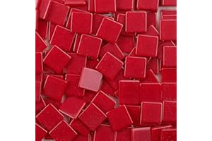 OAKBUD Mosaic Tiles for Crafts Assorted Color Resin Glass Glitter Mosaic Supplies Pieces Bulk Square Square 1x1 cm, 100pcs/25g (Red)