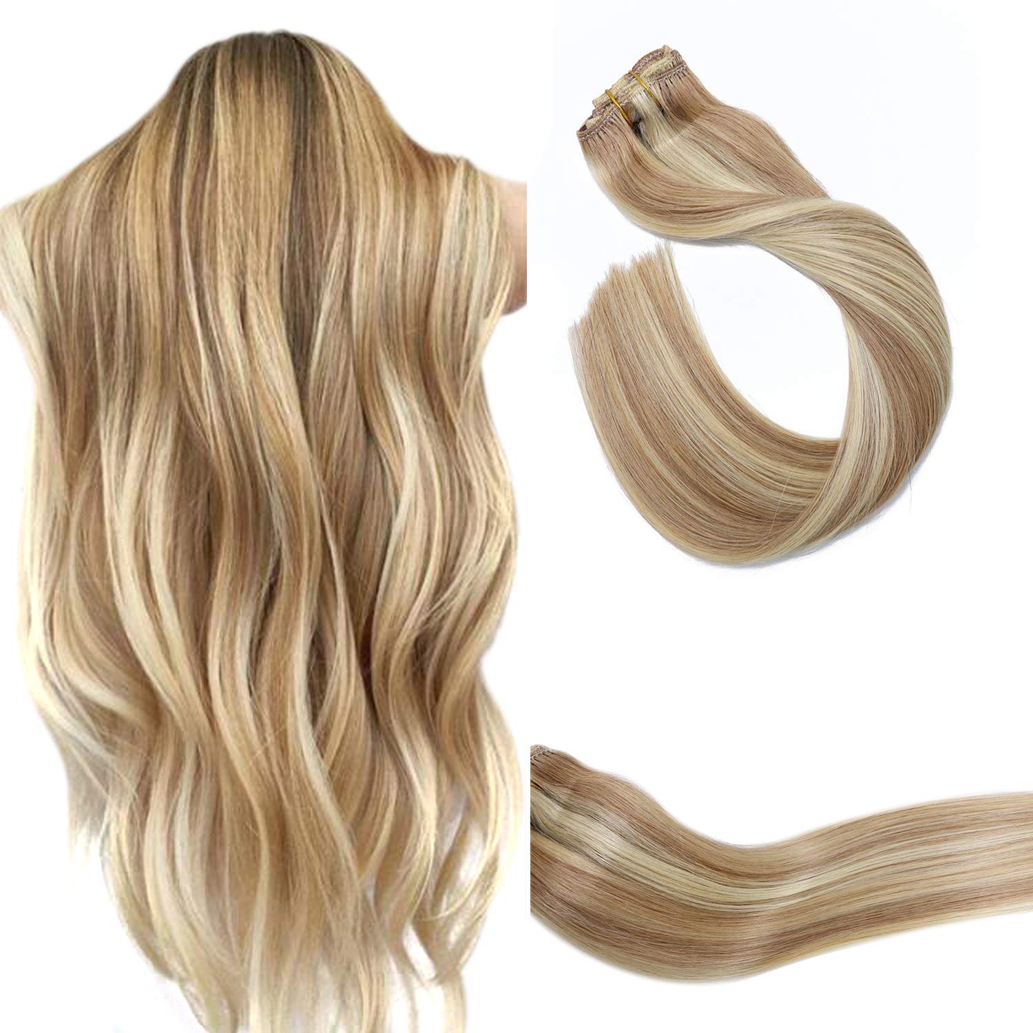 Amazon Com Balayage Clip In Hair Extensions 12 To Bleach Blonde
