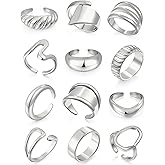 17 MILE Chunky Gold Stackable Rings for Women Non Tarnish, 18K Gold-Plated Statement Open Stacking Rings, Knuckle Band Ring Set