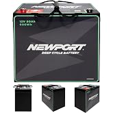 Newport 12V50Ah Deep Cycle Heavy-Duty Marine Battery, Lightweight &amp; Sealed AGM, Trolling Motor Compatible