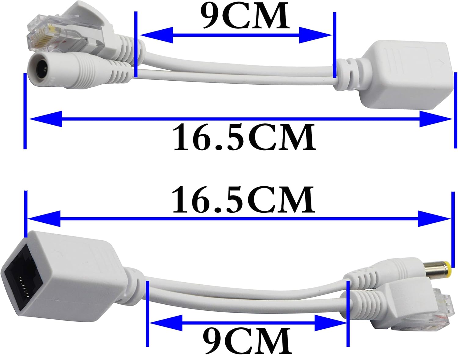 zdyCGTime Passive PoE Injector and PoE Splitter Kit with RJ45 Ethernet and Power via DC 5.5x2.1 mm F/M Adaptor Connector(White 4 works - Image 3