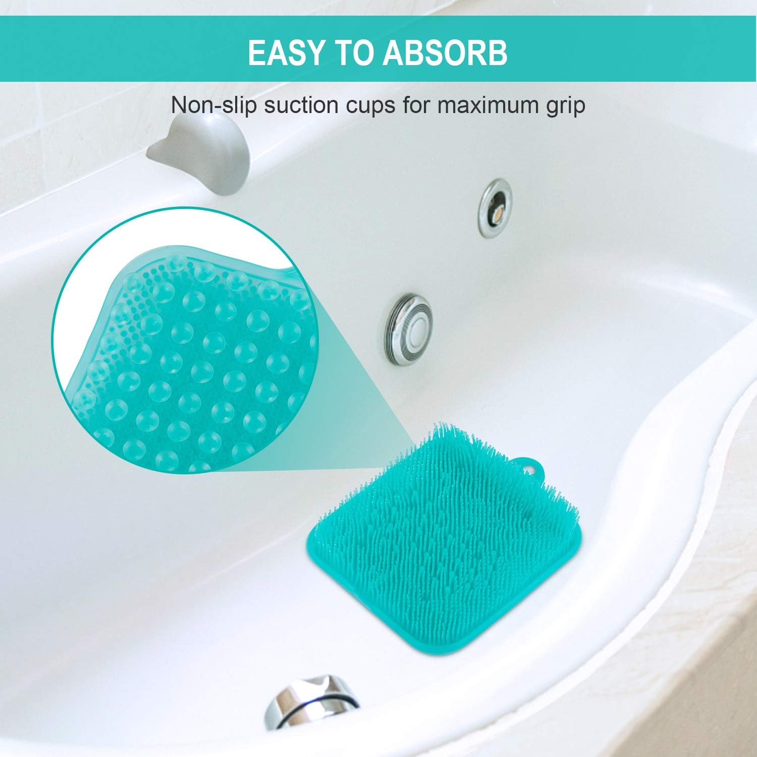 BESKAR Shower Foot Scrubber Mat with Non-Slip Suction Cups- Cleans, Smooths, Exfoliates & Massages your Feet Without Bending, Improve Foot Circulation & Soothes Tired Feet, Great for Shower or Bathtub: Health & Personal Care