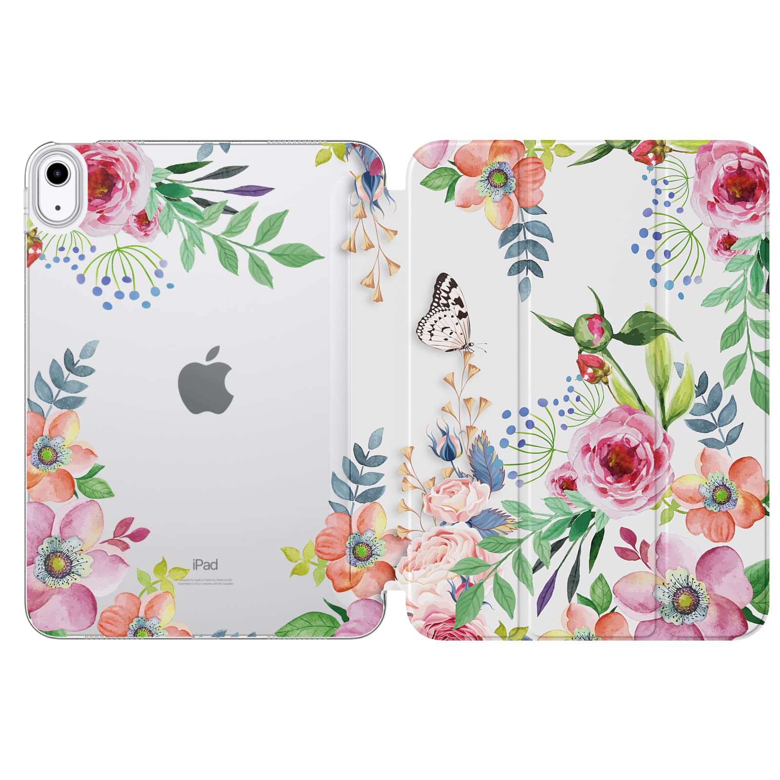 MoKo Case for New iPad (A16) 11th Generation 2025/ 10th Generation 2022, iPad 11 inch/ 10.9 inch Case with Soft TPU Translucent Frosted Back Cover, Auto Wake/Sleep, Support Touch ID, Fragrant Flowers