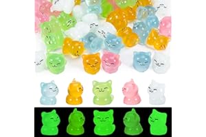 libfrnt 50 Pcs Luminous Mini Cat Figurines Resin Tiny Cat Animal Figurines Glow in The Dark Miniature Cat Statues Ornaments for DIY Projects Dollhouse Home Decor(Cute Style)