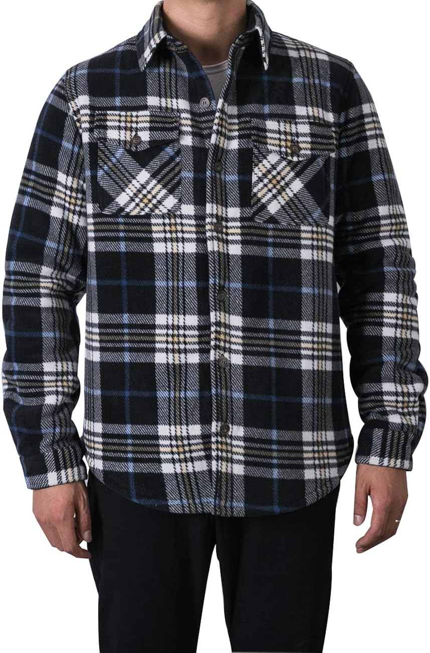 Men's Warm Sherpa Lined Fleece Plaid Flannel Shirt Jacket(All Sherpa Fleece Lined): Clothing