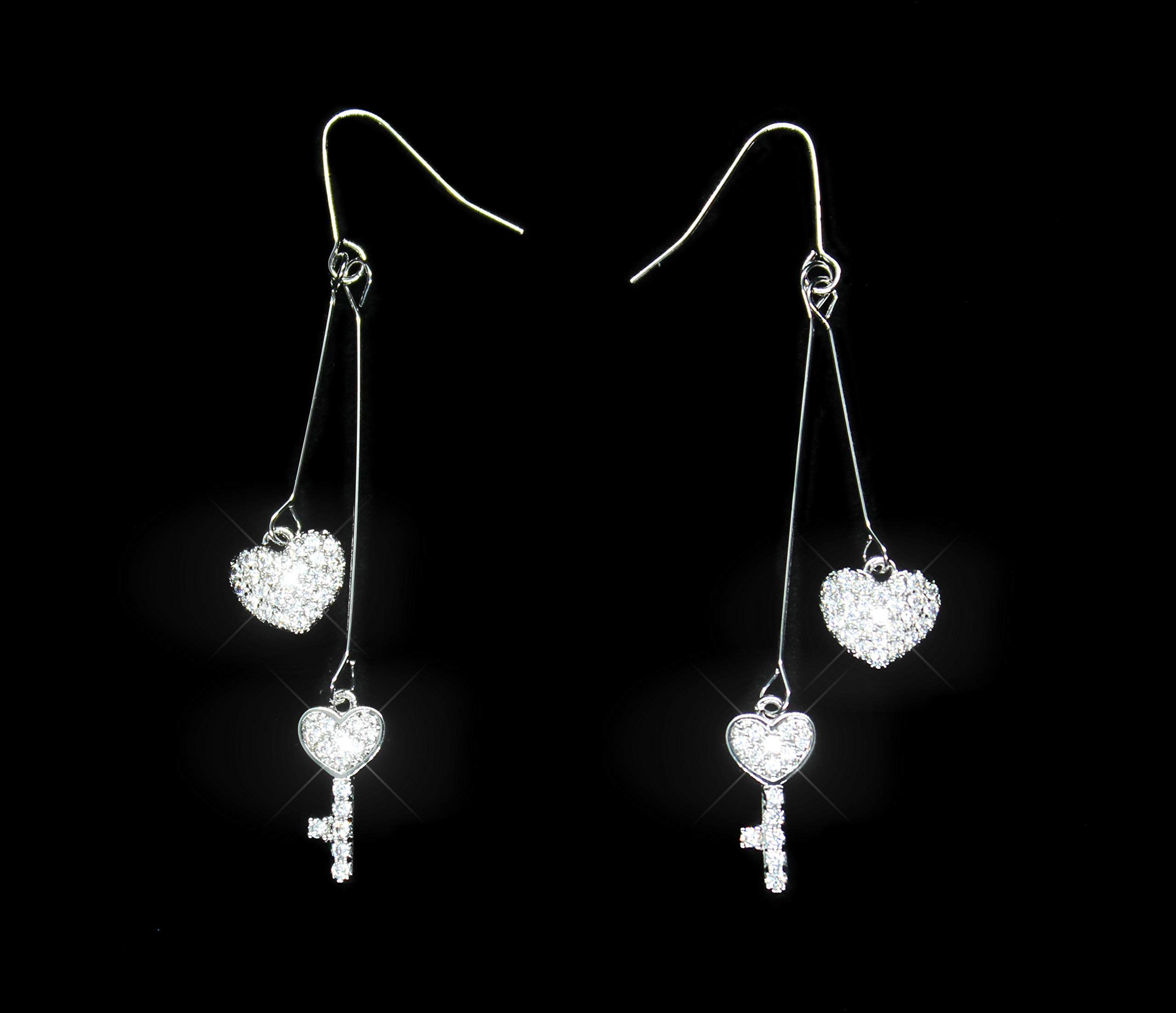 Goddess Area 925 Sterling Silver Hoop Earrings,Round Hoop Earrings for Women,Girls\' Gifts (Heart Key)