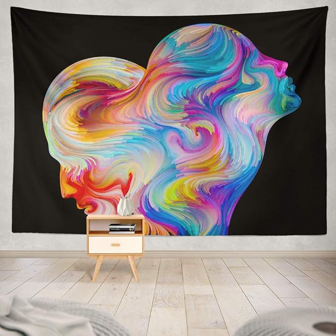 Summor Tapestry Composed Colorful Surreal Human Profiles As Metaphor Subject Love Passion