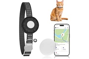 HONGTOP H Cat Tracker,No Monthly Fee Cat Tracker Collar (Only iOS),Waterproof Pet Tracker for Cats with Safety Elastic Buckle,Works with Any Collar,Compatible with Apple Find My App not for Android,Black