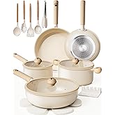 Astercook Pots and Pans Set Non Stick, Ceramic Cookware Set Non Toxic, 18 Pcs Dishwasher Safe Induction Cookware for Everyday Cooking & Kitchen Gifts