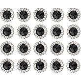 AHANDMAKER 20 Pcs Shank Buttons, 20 mm Alloy Rhinestone Buttons for Sewing, Vintage Sewing Button for Shirt, Coats, Blazer, Dress and DIY Crafting Decorations(Black)