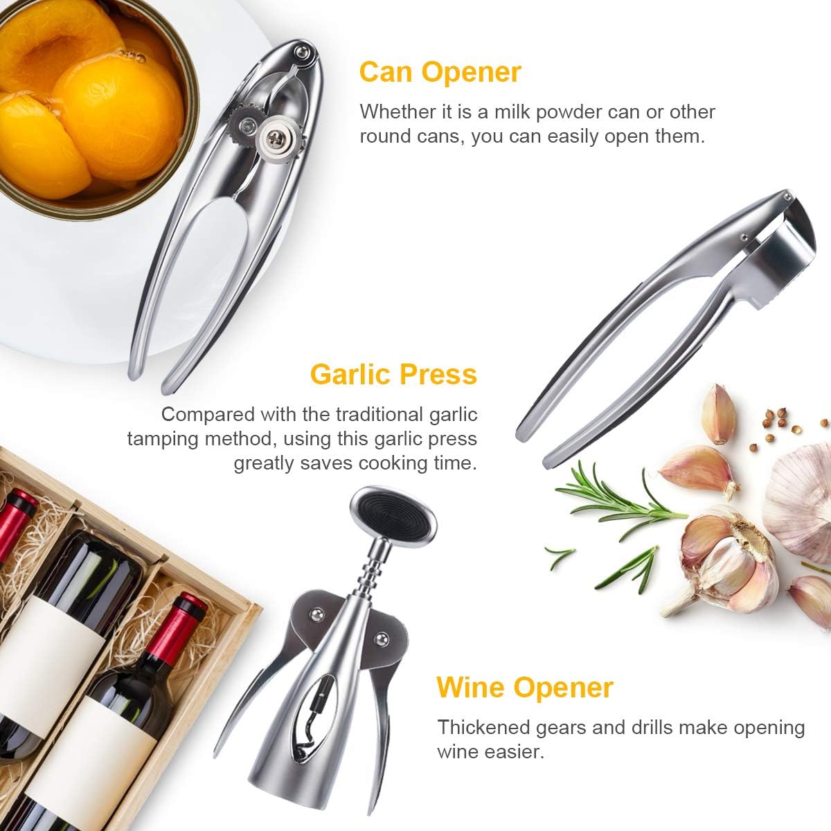 Kitchen Utensil Set, G-TING 6 Pieces Zinc Alloy Gadget Set Essentials Kitchen Tool Set with Soft Touch Black Handles Holder Kitchen Tools Kitchen Accessories Household Kitchenware Easy to Clean: Kitchen & Dining