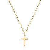 Joxevyia Cross Necklace for 14K Gold Filled Stainless Steel Small Cross Pendant with Cuban Chain Necklace Simple Faith Jewelry Christmas Gift for Men Women 16-24 Inches