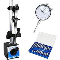 Dial Indicator with Magnetic Base Holder Differential Backlash Gauge 0-1", Fine Adjustable Long Arm Tester Gage Gauge 0.001" 