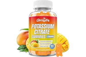 GRNLIFE Potassium Citrate Gummies, High Potassium Supplement Gummies 1200mg Support Leg Cramps & Muscle Health, Potassium Gummies for Adults & Kids, Vegan, Mango Flavor 60 Count