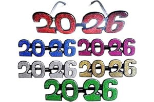 P&F Pack of 12 Novelty Shaped New Year's Eve Props Party Favor Glitter Plastic Frame Glasses