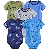 Chamie Newborn Baby Bodysuit 5-Pack Short Sleeve Baby Clothes for Boys and Girls