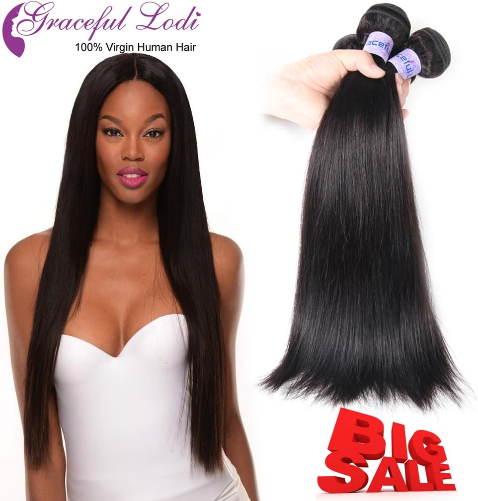 100% Unprocessed Brazilian Virgin Hair Weave Human Hair Bundles Jet Black Straight Weft Brazilian Hair Straight 1 bundles Brazilian Virgin Hair Bundle Deals 10"