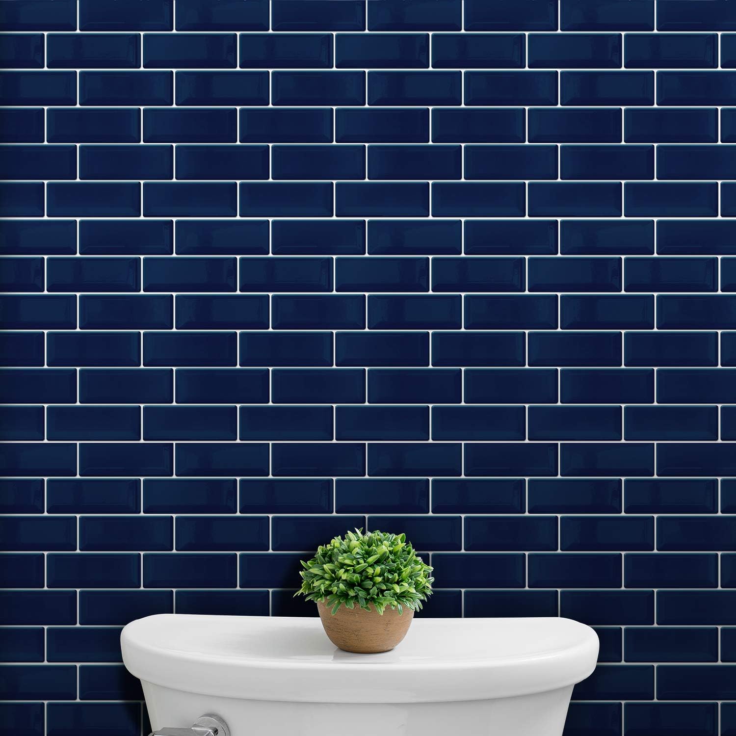 WALPLUS 3D Tile Stickers Peel and Stick Backsplash Splashback Decals Tile Transfer for Kitchen Bathroom Living Room Stick on Tile Waterproof Deep Blue 6 Sheets 30.5cm(12") - Image 5