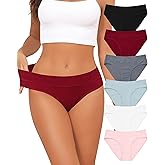 Oegho Womens Underwear Cotton Bikini Panties Soft Hipster Panty Ladies Stretch Briefs 6 Pack