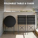 Grand patio 3 Piece Bistro Set Folding Chairs Table Black Weather-Resistant view 6
