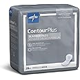 Medline ContourPlus Bladder Pads, Women & Men, Discreet, Long Length, Incontinence, Overnight, Postpartum, Leaks, Ultimate Absorbency, 8x17, 168-Count