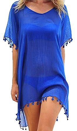 Cindeyar Damen Strandkleid Sommerkleid Bikini Cover Up Sommer Bademode Longshirt Tunika Strandponcho