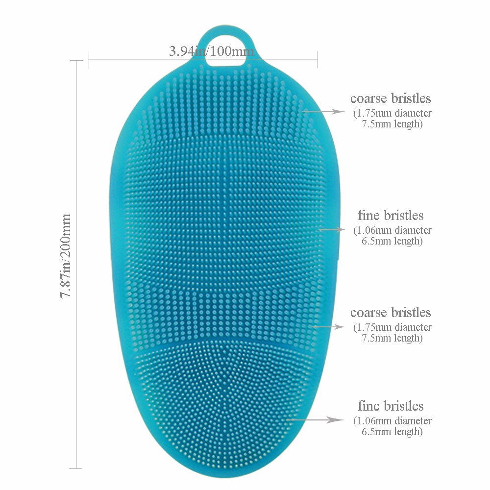 INNERNEED Soft Silicone Body Scrubber Exfoliating Glove Shower Cleansing Brush, SPA Massage Skin Care Tool, for Sensitive and All Kinds of Skin (Blue) : Beauty