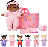 OUOZZZ Soft Black Baby Doll 25cm with Case & Accessories Girls Gift