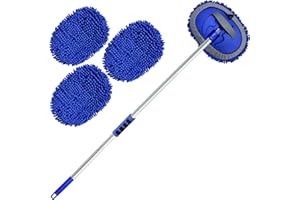 Wontolf 62'' Car Wash Brush with Long Handle Chenille Microfiber Car Wash Mop Mitt Kit Scratch-Free Car Detailing Cleaning Brush Care Kit with Replacement Head Supplies for Cars RV Truck Boat