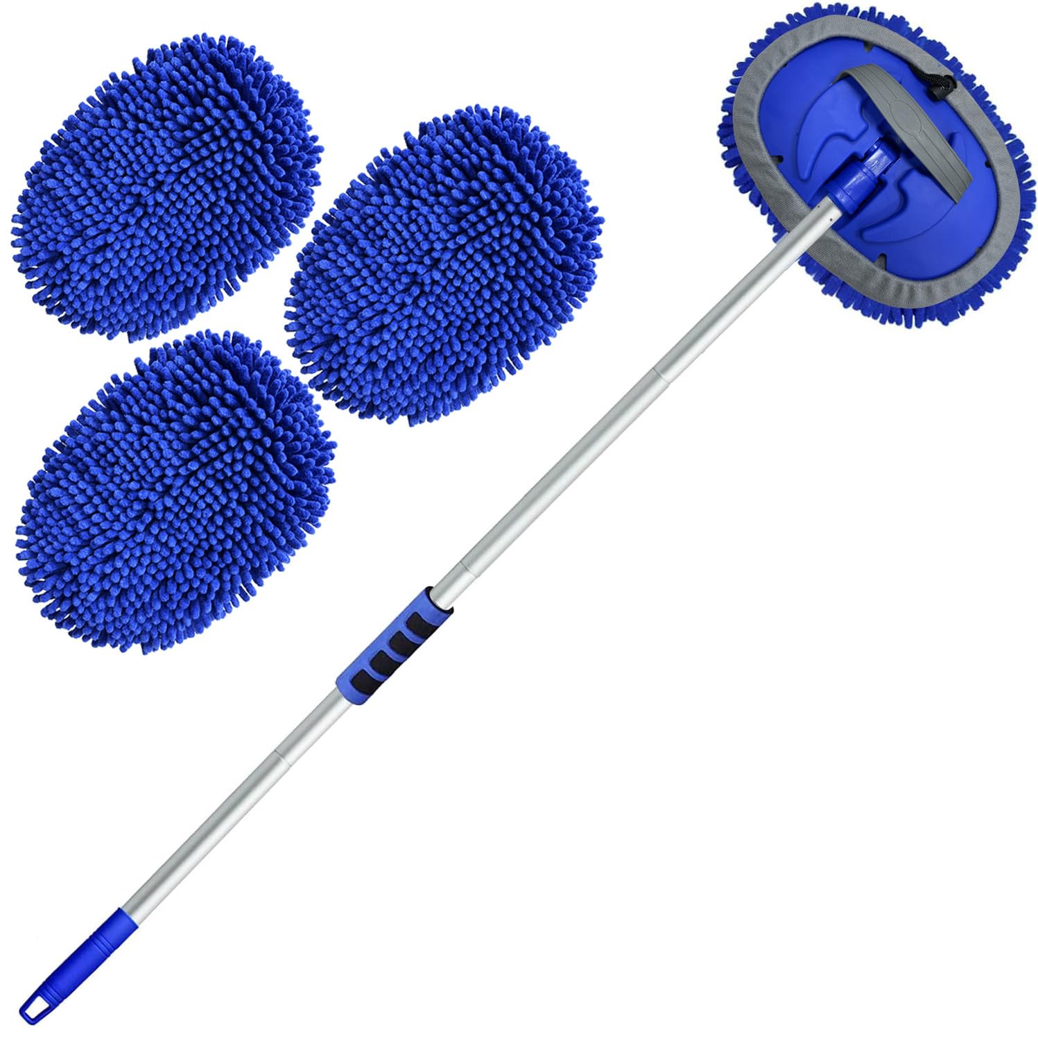 Wontolf 62'' Car Wash Brush Kit with Long Handle, Chenille Microfiber Car Wash Mop Mitt Scratch-Free Car Detailing Cleaning Brush Care Kit Car Cleaning Supplies for Cars RV Truck Boat