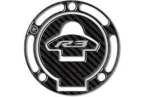 labelbike - 3D Stickers Motorcycle Fuel Tank Cap Protection and Decoration in Resin Compatible with Yamaha R3 2019-2025 - Color Carbon Grey Black