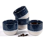 ZEBERBO Ceramic Espresso Cups Set of 4, Double Walled Espresso Coffee Mugs for Nespresso Cups, Special glazed Demitasse Cups Coffee Cup for Machine (Blue)