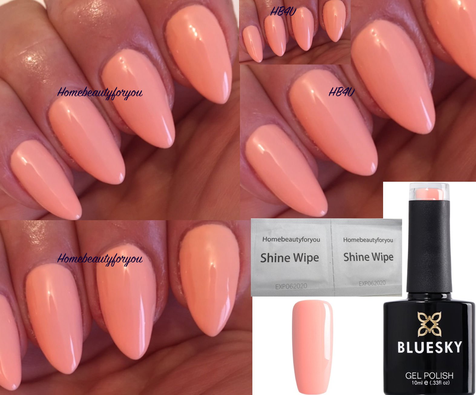 Bluesky Gel Nail Polish Pastel Peach Nude Peach Color UV LED A95 Soak Off 10ml (Requires Drying under LED/UV Lamp)