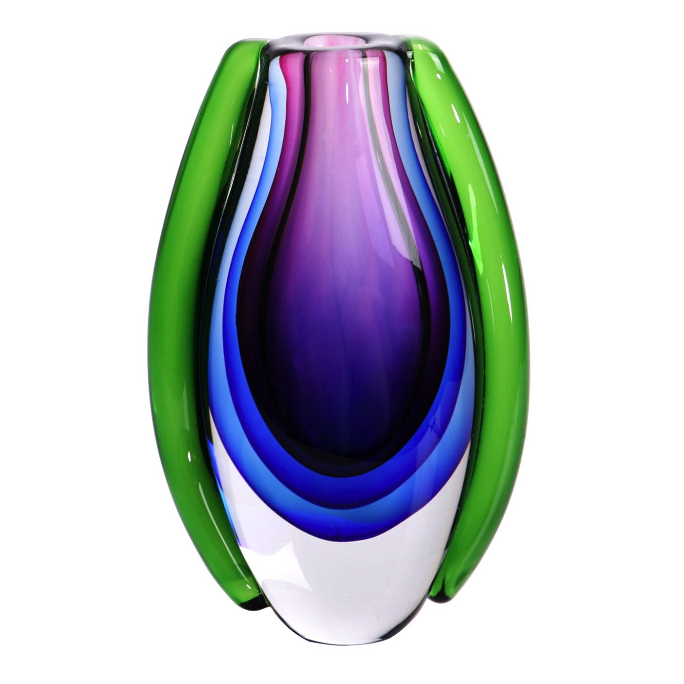 Luxury Lane Hand Blown Multicolor Sommerso Oval Art Glass