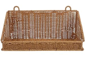 HOLIDYOYO Kitchen Cabinet Door Organizer Basket, Wall Hanging Plastic Wicker Storage Basket for Bath, Shower, Laundry, Fruit,